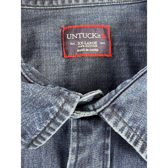 UNTUCKIT Men's Epluchage Buttondown Longsleeve Blue Denim Shirt XX-Large - Picture 6 of 8